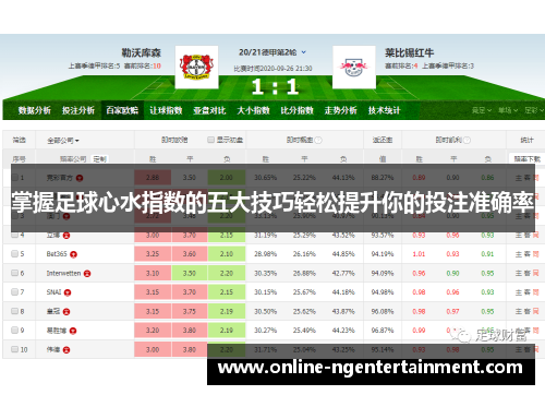 掌握足球心水指数的五大技巧轻松提升你的投注准确率