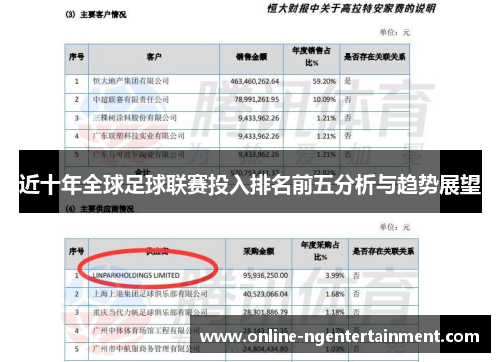 近十年全球足球联赛投入排名前五分析与趋势展望